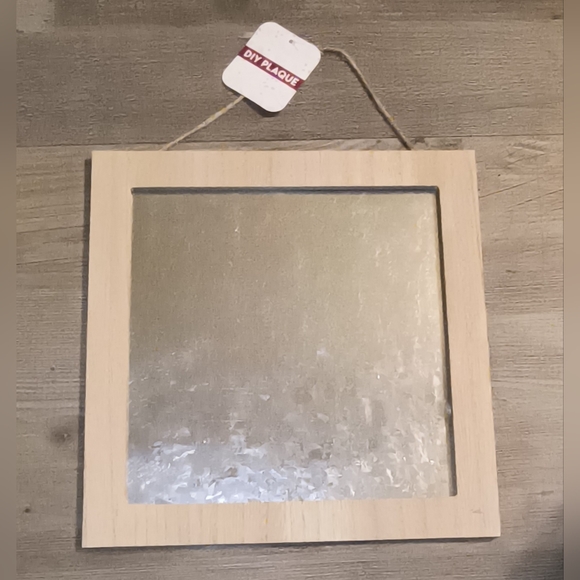 DIY Wood Framed Galvanized Metal Blank Sign Plaque 10"x10" Farmhouse Wall Decor - Picture 1 of 3